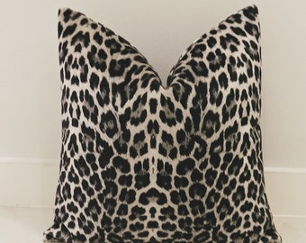 Gray Cheetah Print Velvet Pillow Cover