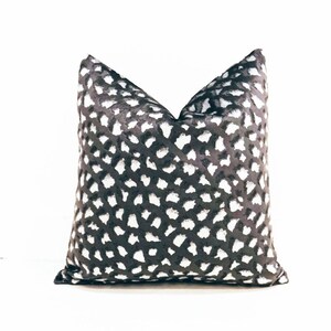 Dark Grey Animal Print Velvet Pillow Cover: Double-Sided Decorative Cushion