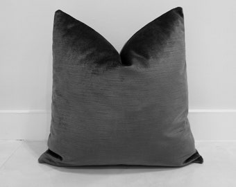 Dark Gray Velvet Pillow Cover: Double Sided Decorative Cushion Case