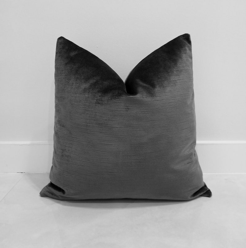 Dark Grey Velvet Pillow Cover Velvet Pillows Decorative Etsy