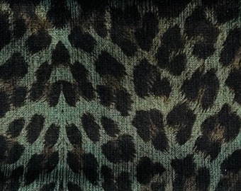Tela de terciopelo con estampado de leopardo verde: Tela de tapicería cortada a medida