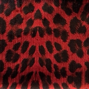 Luxury Animal Pattern Red Velvet Fabric, Upholstery Velvet Fabric, Fabric By The Yard, Fabric By The Meter,  Leopard Cheetah Fabric