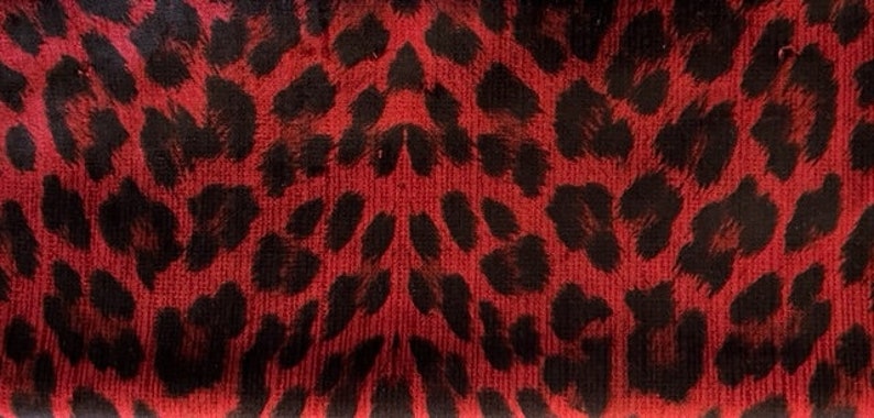 Luxury Animal Pattern Red Velvet Fabric, Upholstery Velvet Fabric, Fabric By The Yard, Fabric By The Meter, Leopard Cheetah Fabric image 1