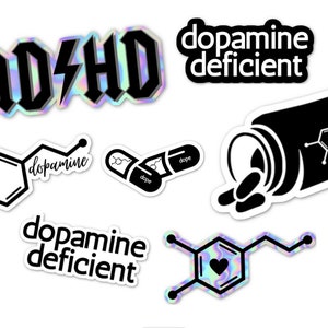ADHD Dopamine Theme - 7 Pack!! || Holo Vinyl Stickers || Funny ADHD Gift, Neurodivergent