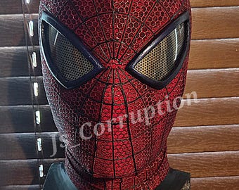 TASM 1 Spider-Man Mask: Andrew Garfield 2012 Costume, Customizable Faceshell (Mannequin Stand)
