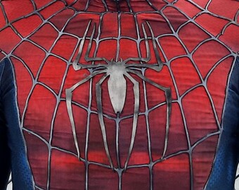 Set di loghi in gomma uretanica rossa e blu per il costume di Spider-Man di Raimi (2004-2007) (accuratezza al 100%)