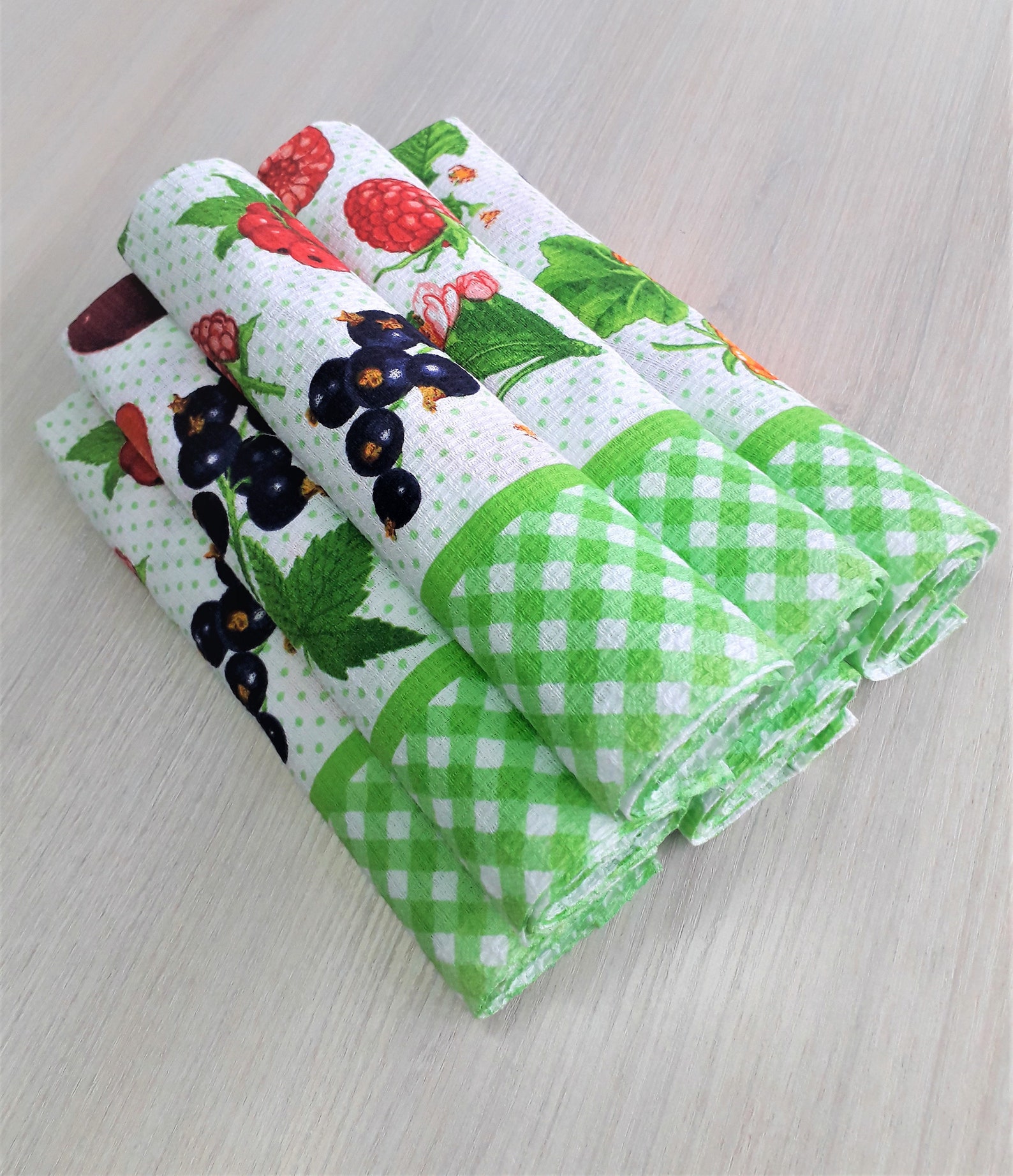 Fruit Print Tea Towel Kitchen Towels Towel From Waffle Etsy UK