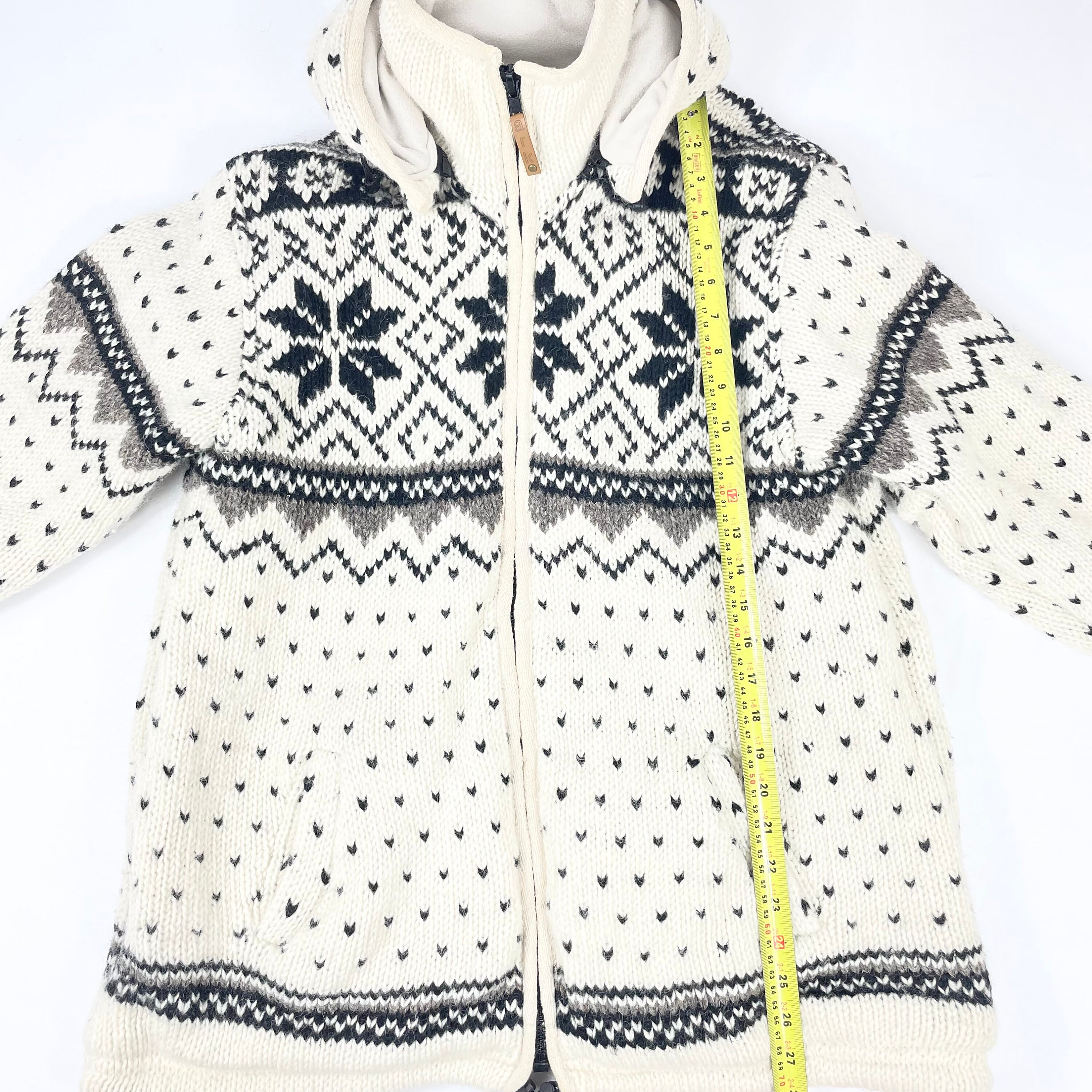 New Zealand Wool Knit Cowichan Sweater Hooded Jumper L Etsy