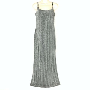 Formal Dress &#39;Scarlet&#39; Long Silver Shiny Lined Evening Gown Vintage Made in Canada Size 5