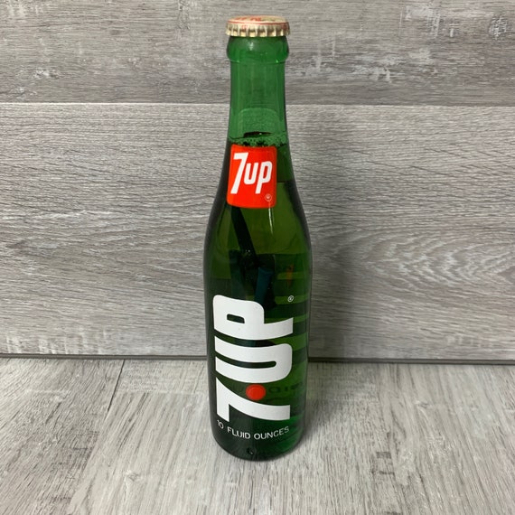 RARE Unopened 7UP Glass Bottle With Straw in It Vintage 1970's