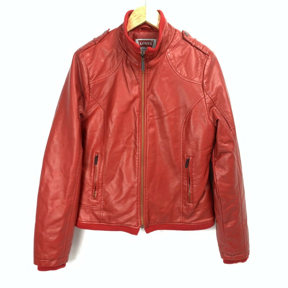 Levis Faux Red Leather Fleece Lined Trucker Jacket Womens - Etsy