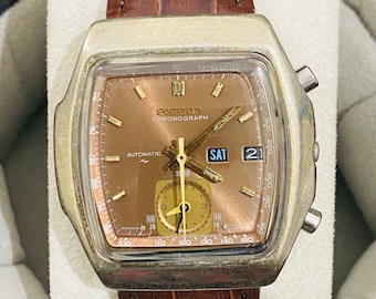 Orologio da polso da uomo vintage Seiko Monaco cronografo quadrante marrone con data/giorno automatico del 1968 n. 7016-5020