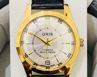 Vintage Oris Orologio a carica manuale quadrante bianco FHF Movement ST-96 Swiss Orologio polso uomo