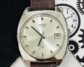 Vintage Seiko 5 automatisch 17 juwelen crèmekleurige wijzerplaat @Date-polshorloge/kaliber nr. 7005/horloge gemaakt in Japan