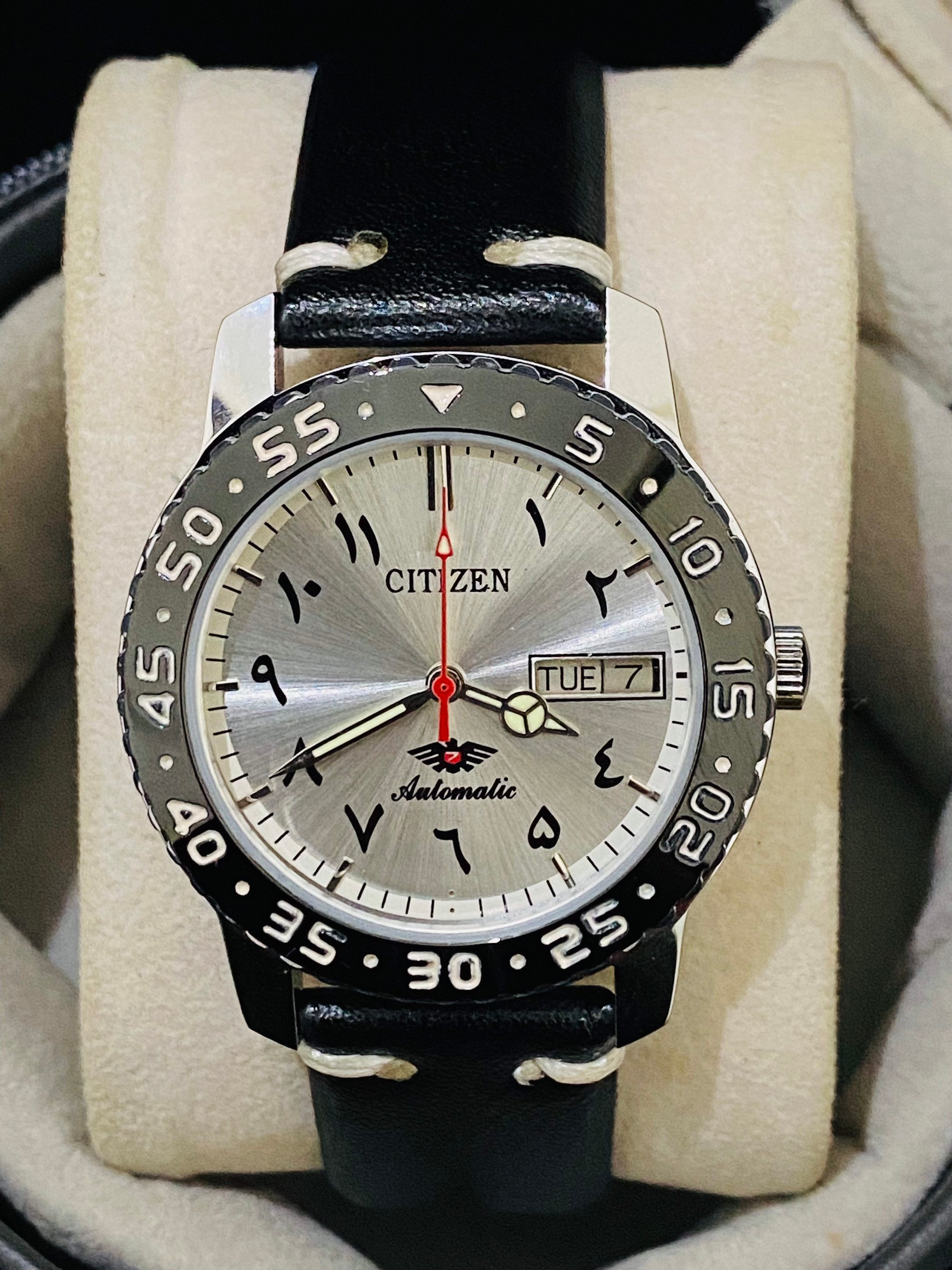 Vintage Citizen Mechanical Automatic Arabic Numerals Grey Dial Date Day Mens Wrist Watch Etsy New Zealand