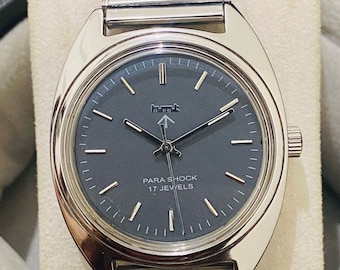 Beautiful HMT Grey Dial With Original Hmt Belt Mechanical Manual Winding 17Jewels Men’s Wrist Watch