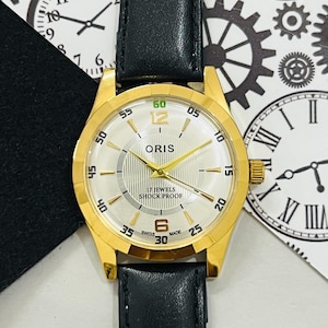 希少なヴィンテージ ORIS ブラックダイヤル 手巻き腕時計 メンズ FHF