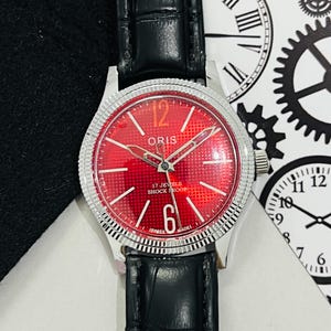 Vintage FHF ST-96 Red Dial Hand Winding 17Jewels Swiss Made Men’s Wrist Watch