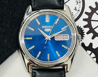 Vintage Seiko 5 Automatic Black Dial Day & Date 21jewels Movement