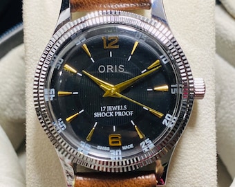 ORIS ヴィンテージ 手巻き時計 メンズ腕時計 ブラック 希少なヴィンテージ ORIS ブラックダイヤル 手巻き腕時計 メンズ
