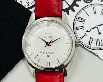 Vintage Hmt Janata weißes Zifferblatt Mechanische Handaufzug 17Jewels Herrenarmbanduhr