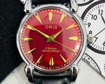 Vintage Red Zifferblatt Handaufzug Uhr FHL Uhrwerk ST-96 Swiss Made Herren Armbanduhr