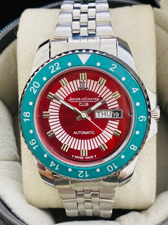 vintage jaeger lecoultre club automatic day date men's wrist watch
