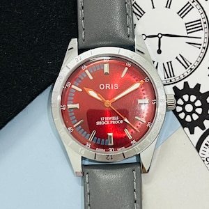 Vintage FHF ST-96 Red Dial Hand Winding 17Jewels Swiss Made Men’s Wrist Watch
