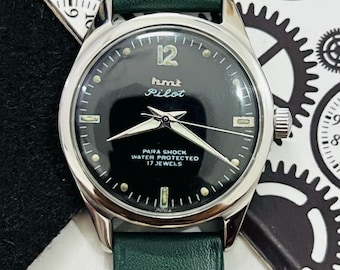 Vintage Hmt Pilot Black Dial Handwinding 17Jewels Men’s Wrist Watch, Authentic hmt Watch, Made in India