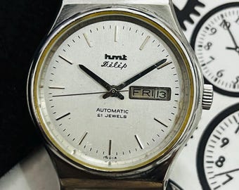 Vintage Hmt Dilip Silver Dial Automatic 21Jewels Men’s Wrist Watch, Authentic hmt Watch, Made in India