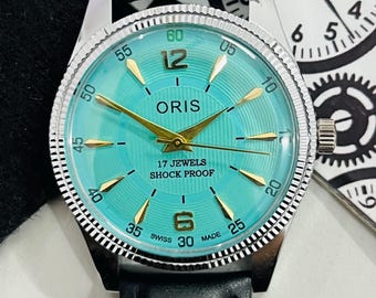 Vintage schwarzes Zifferblatt Handaufzugsuhr FHL Uhrwerk ST-96 Swiss Made Herrenarmbanduhr