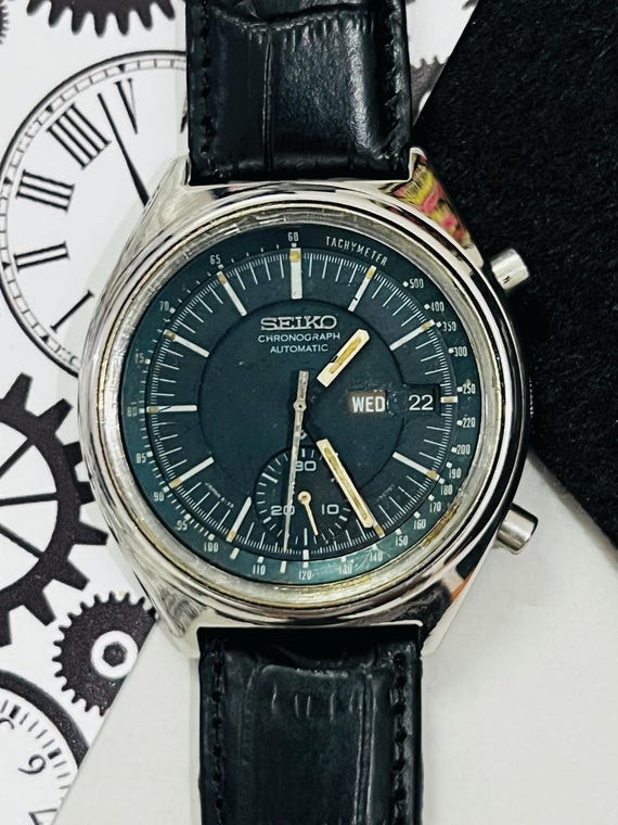 ヴィンテージ セイコー クロノグラフ 自動巻き ダークグリーン