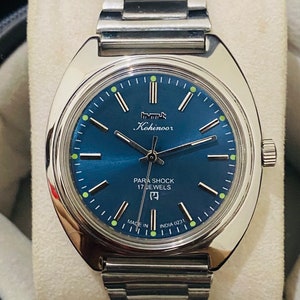 Beautiful HMT Kohinoor Blue Dial With Original Hmt Belt Mechanical Manual Winding 17Jewels Mens Wrist Watch image 1