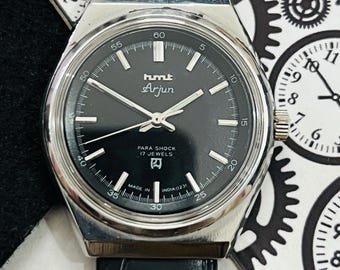 Vintage Hmt Arjun Black Dial Handwinding 17Jewels Men’s Wrist Watch, Authentic hmt Watch, Made in India