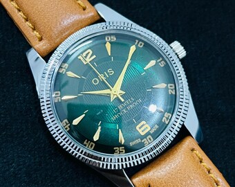ヴィンテージ レア ORIS グリーンダイヤル 機械式 手巻き ST-96 スイス 
