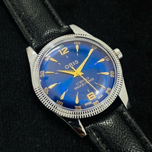 希少なヴィンテージ ORIS ブラックダイヤル 手巻き腕時計 メンズ FHF
