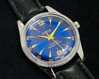 希少ヴィンテージ ORIS パープル文字盤 手巻き腕時計 メンズ FHF