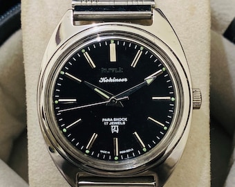HMT Kohinoor Black Dial with Original Steel Belt Mechanical Hand winding Men’s Wrist Watch