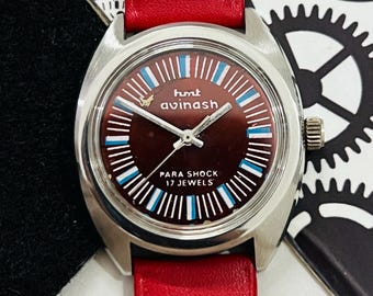Vintage Hmt Avinash Red Dial Handwinding 17Jewels Men’s Wrist Watch, Authentic hmt Watch, Made in India