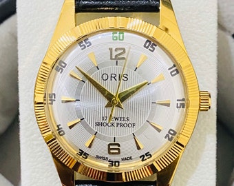 Vintage Oris White Dial Hand Winding watch FHF Movement ST-96 Swiss Wrist watch Men’s