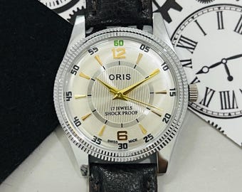 Vintage Oris White Dial Hand Winding 17Jewels FHF Movement ST-96 Swiss Made Men’s Wrist watch