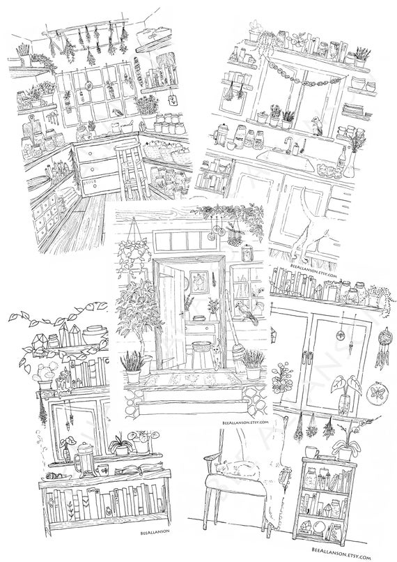 Original Ink Drawings Coloring Book Pages Digital Download | Etsy