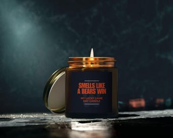 Vela con aroma a victoria de los Bears - Regalo para el día del partido de los Chicago Bears - Cera de coco y albaricoque - Regalo para fanáticos del fútbol americano - Vela aromática