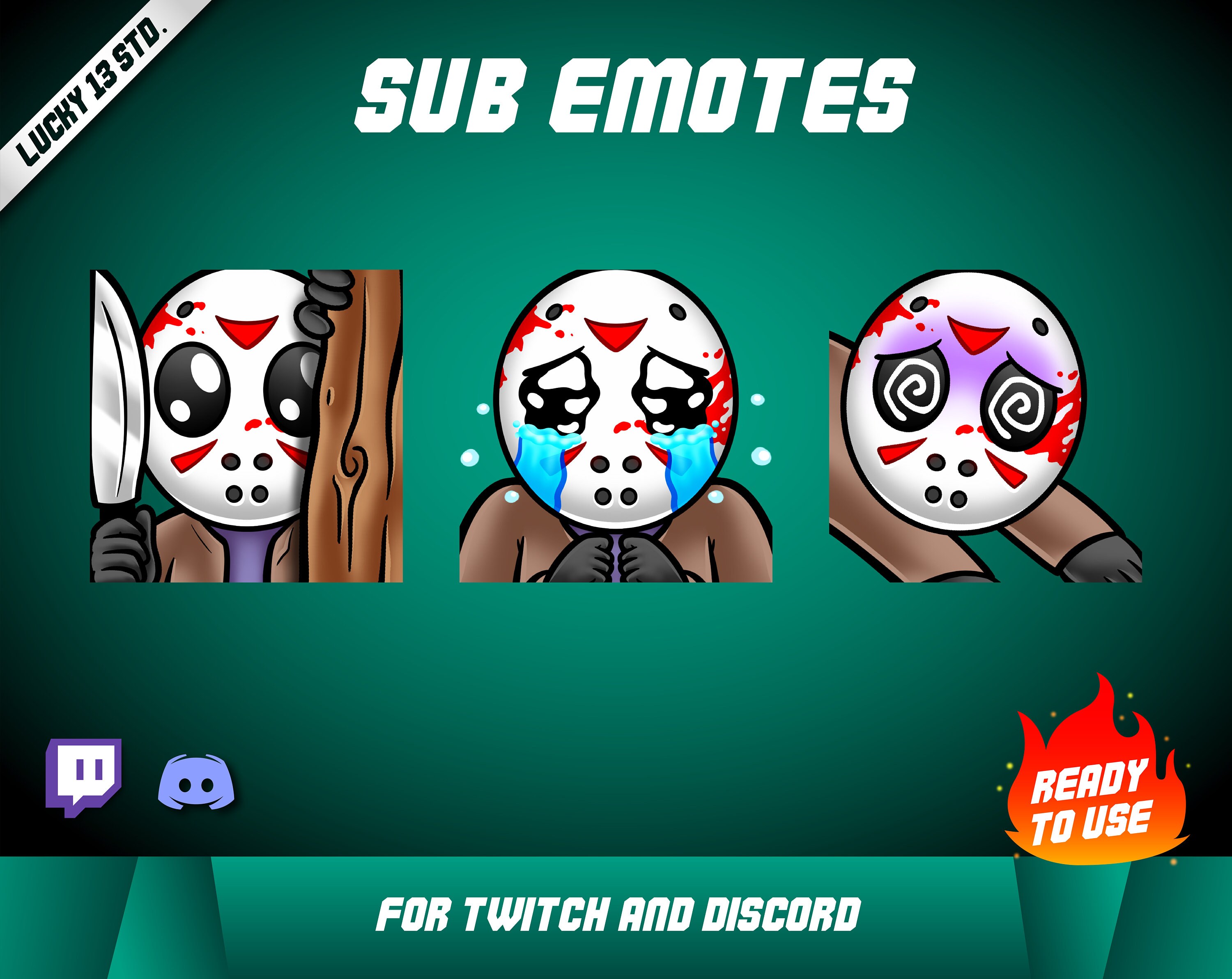 Jason Voorhees Lurk Crying & Rip Twitch and Discord Emotes Etsy UK