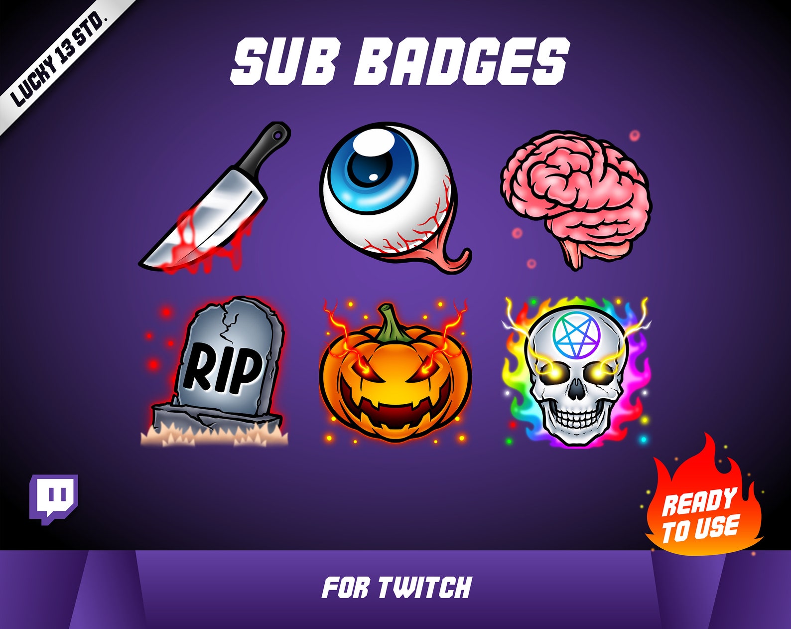 6x Set of Horror Twitch Badges for Streamers for Streaming Etsy