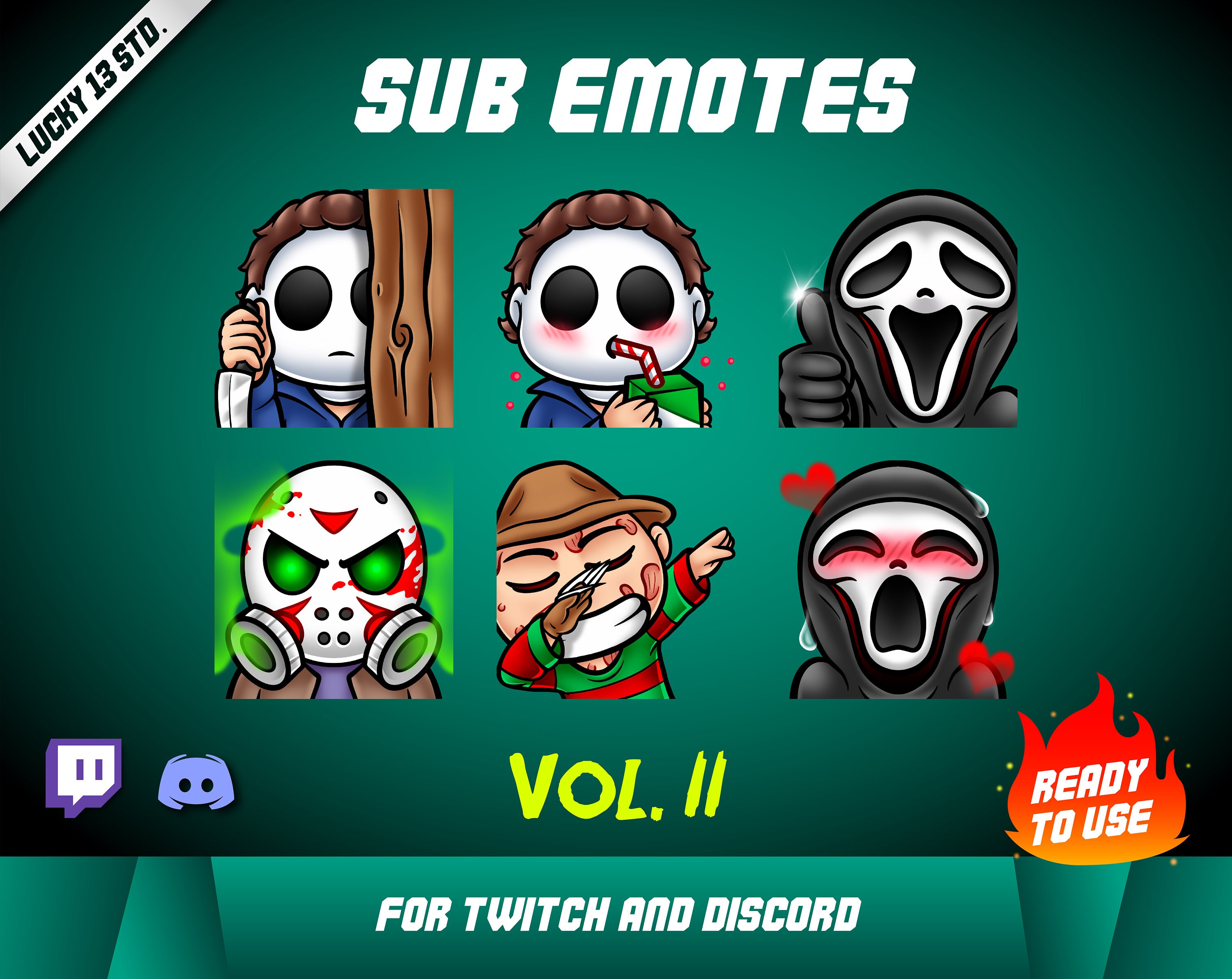 Set of old horror version Twitch and Discord emotes for Streamers | f…