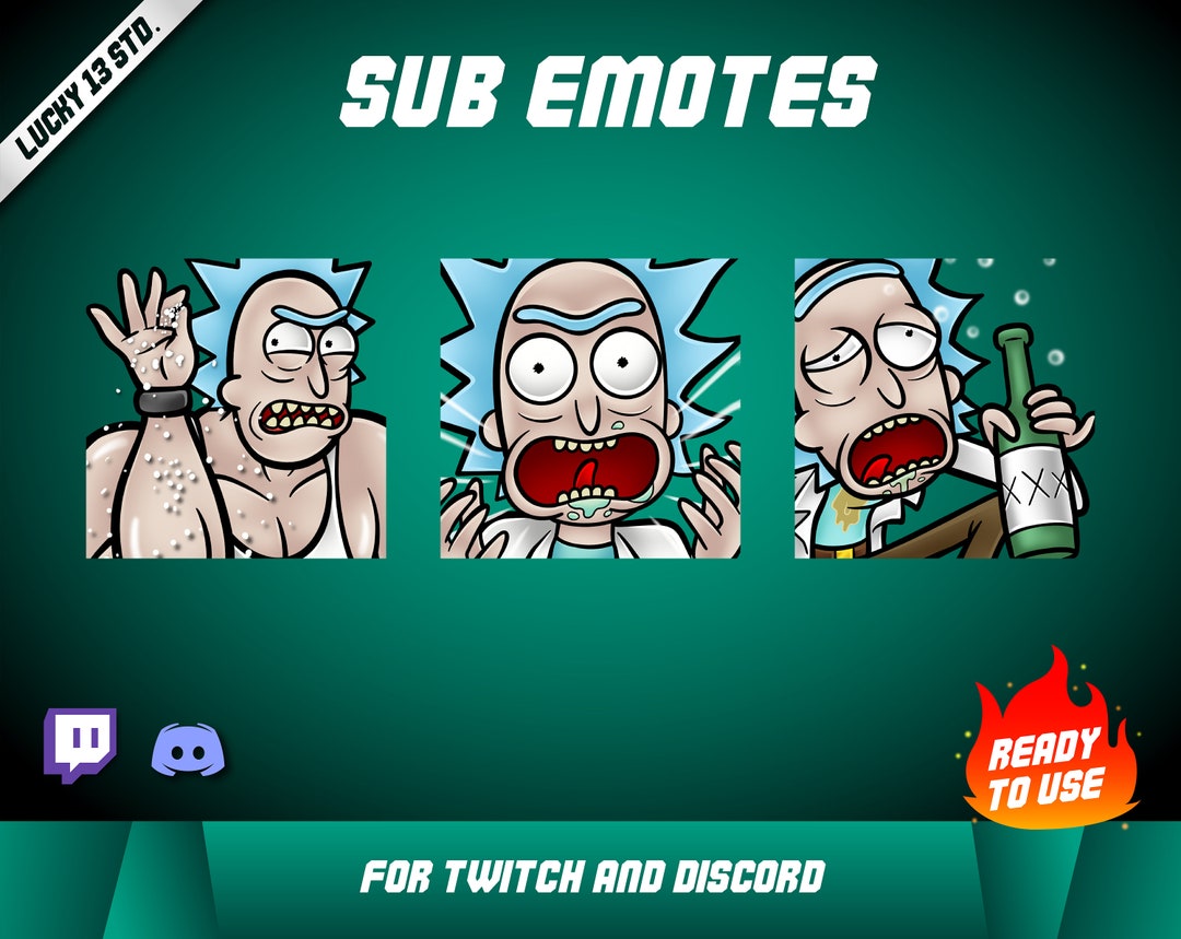 Rick Scream Salt & Drunk Twitch and Discord Emotes for Etsy