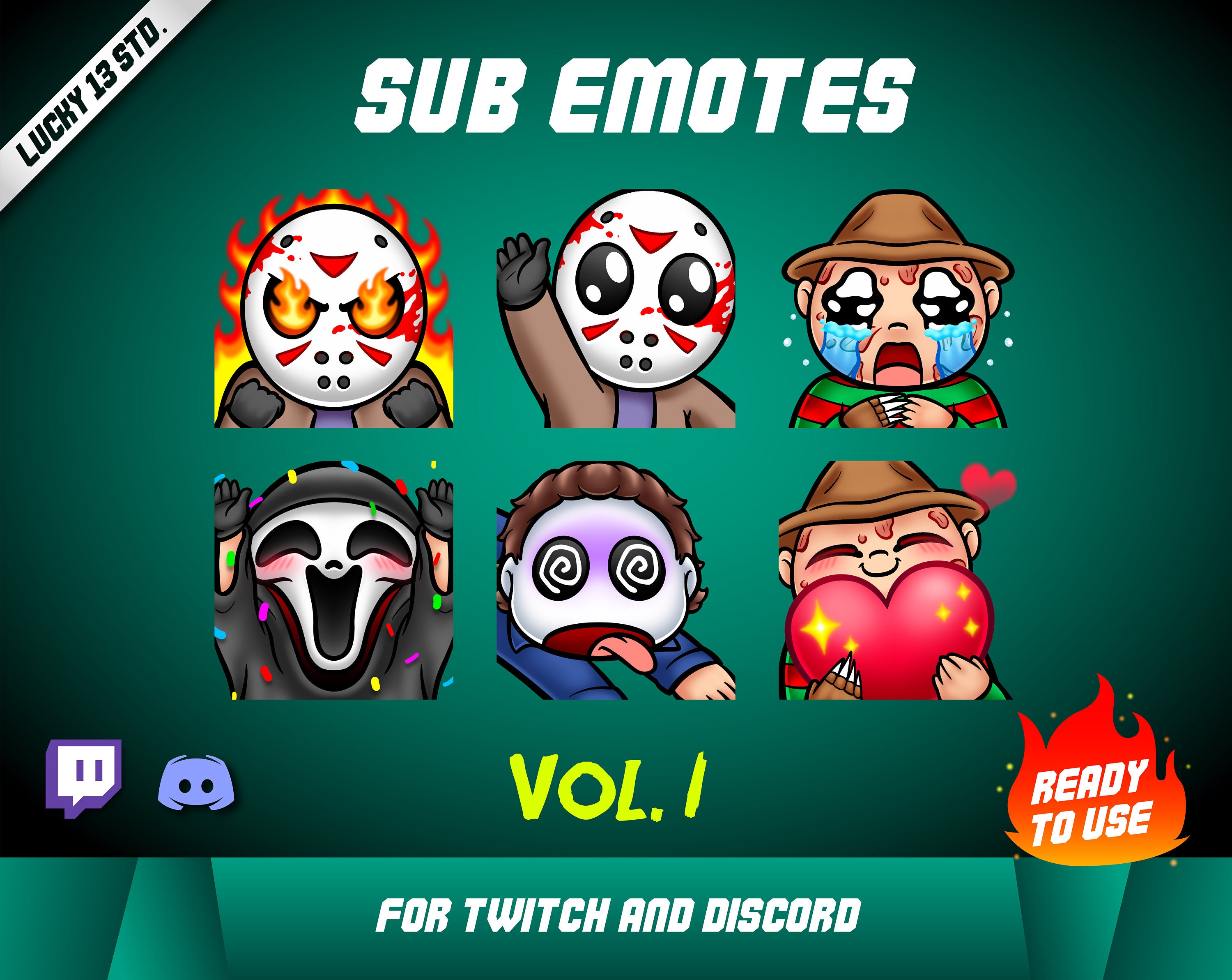 Set of old horror version Twitch and Discord emotes for Streamers | f…