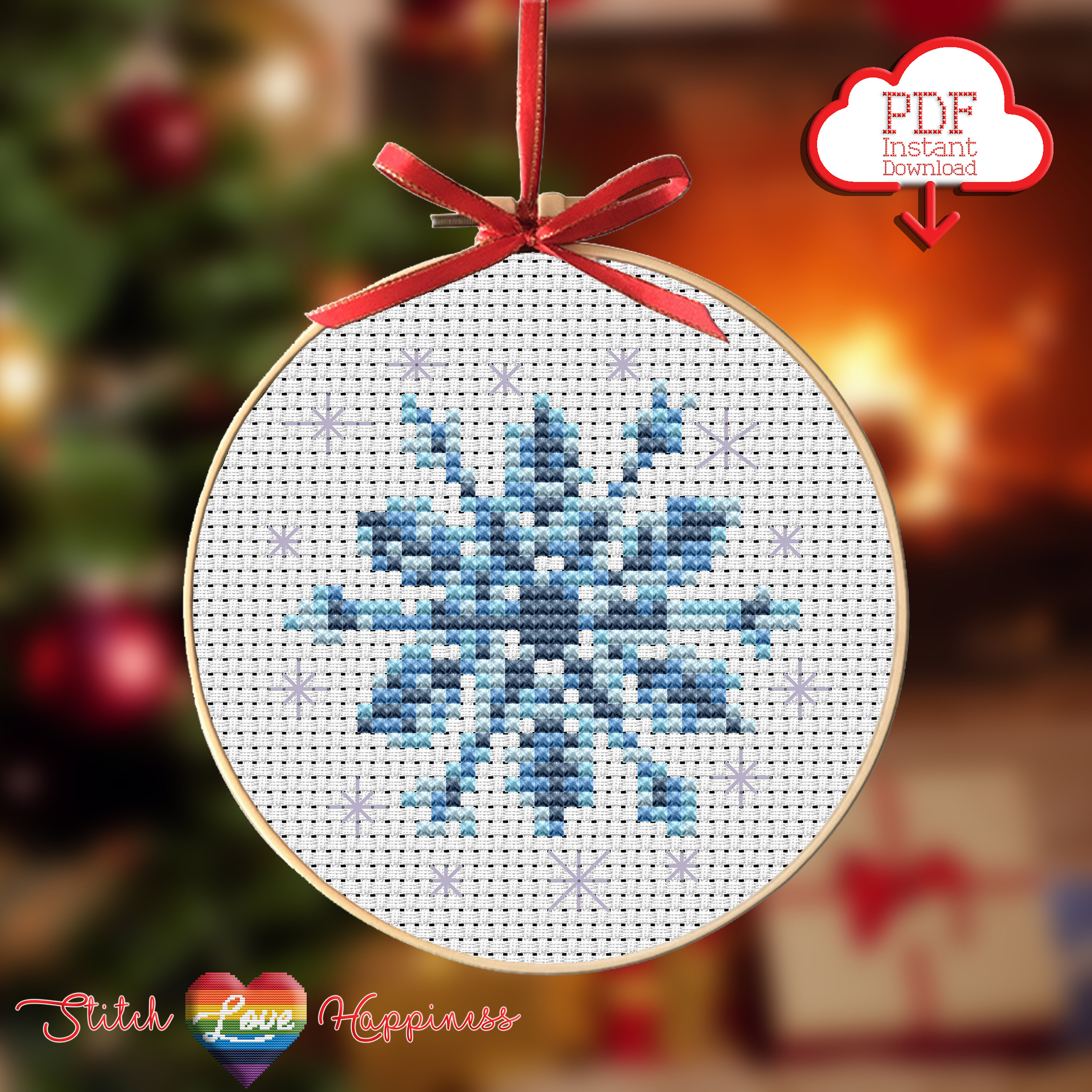 Winter Snowflake Mini Cross Stitch Pattern | Falling Snow | Handmade ...