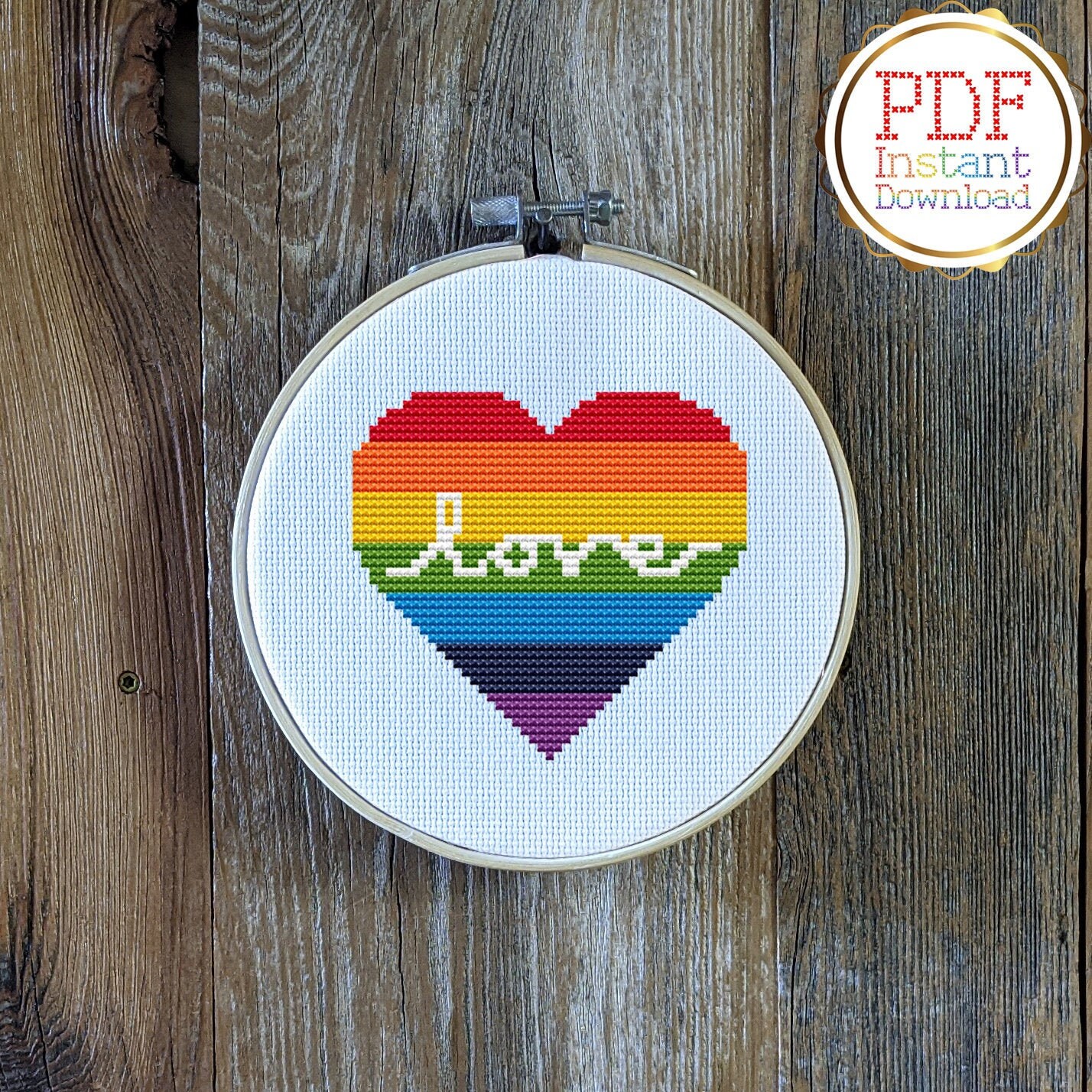 Rainbow Love Cross Stitch Pattern Heart Pride Inclusive Etsy